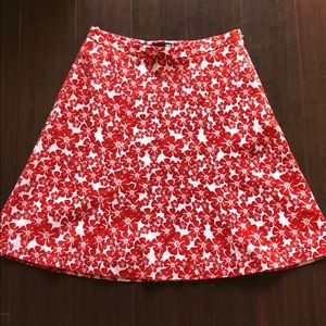 H&M | Red Floral A-line Skirt